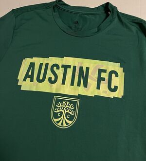 Adidas MLS Austin FC Soccer Futbol Green Performance T-Shirt SMALL